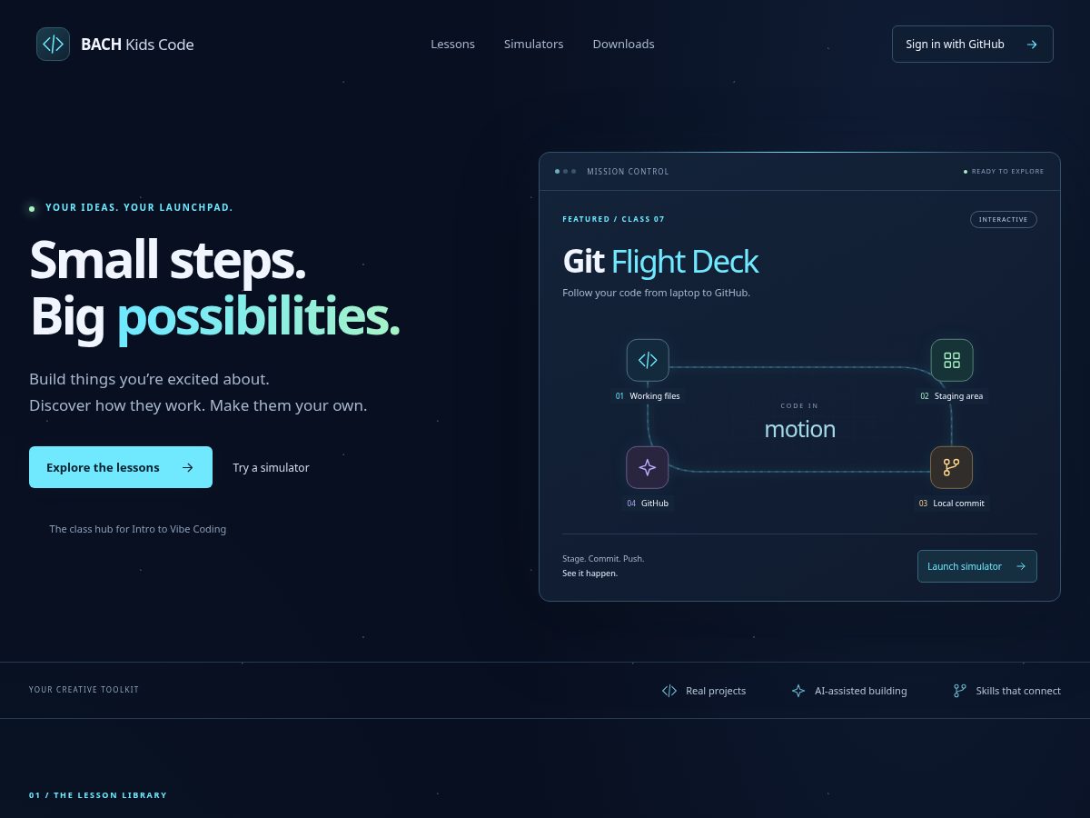Landing-page snapshot of bachkidscode.app