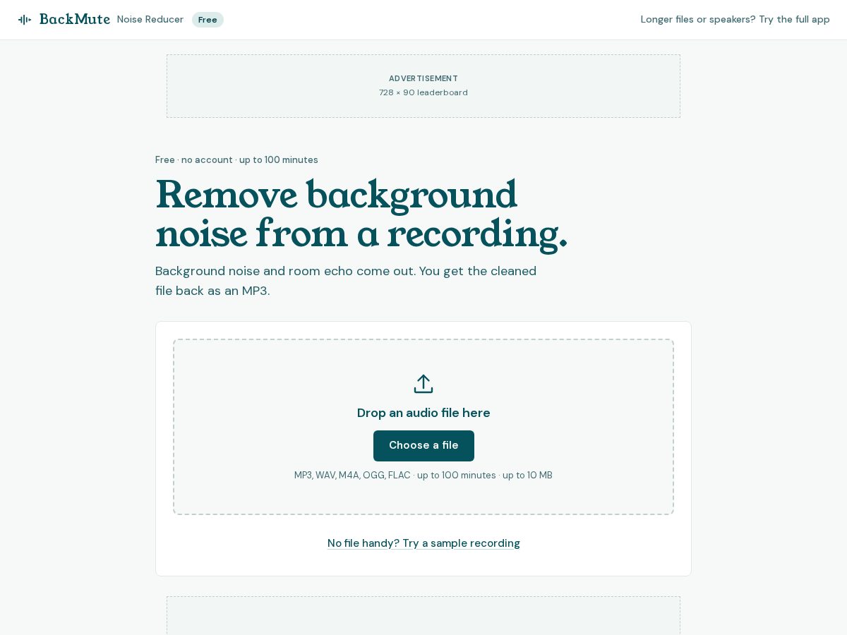 Landing-page snapshot of backmute.app