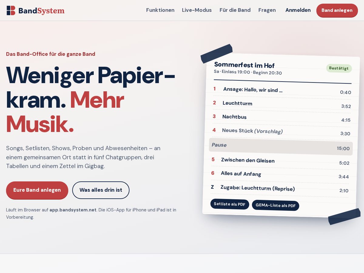 Landing-page snapshot of bandsystem.net