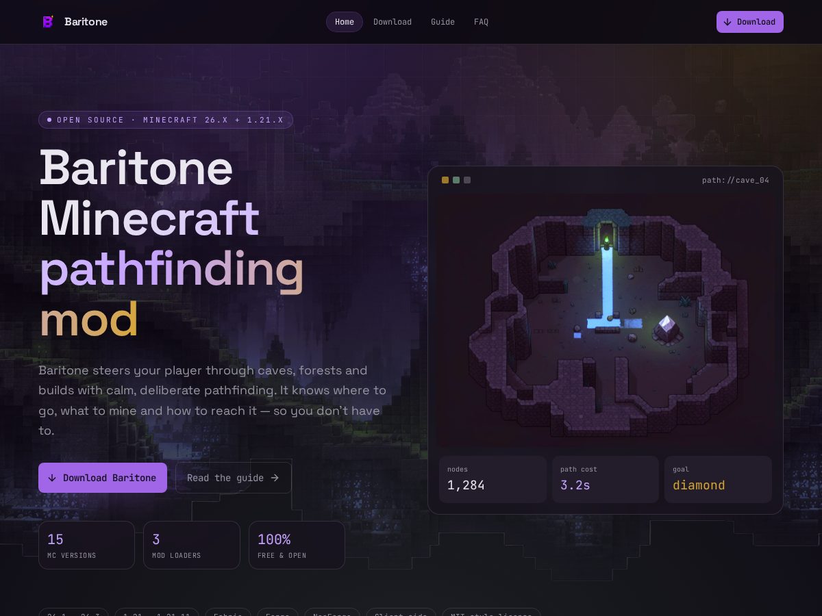 Landing-page snapshot of baritonemc.net