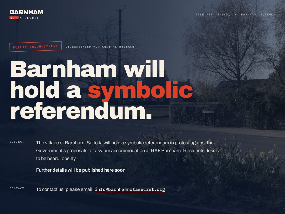Landing-page snapshot of barnhamnotasecret.org