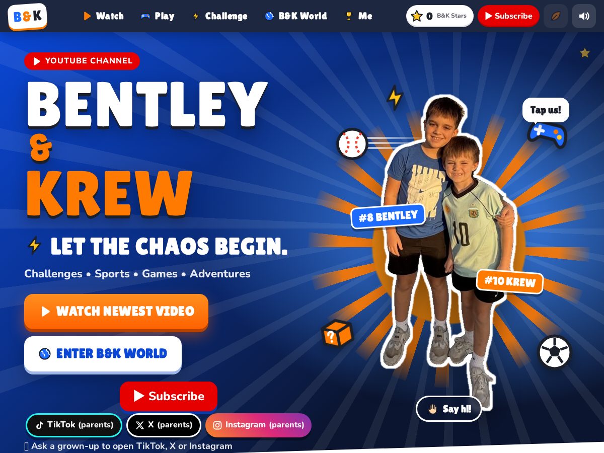 Landing-page snapshot of bentleyandkrew.org