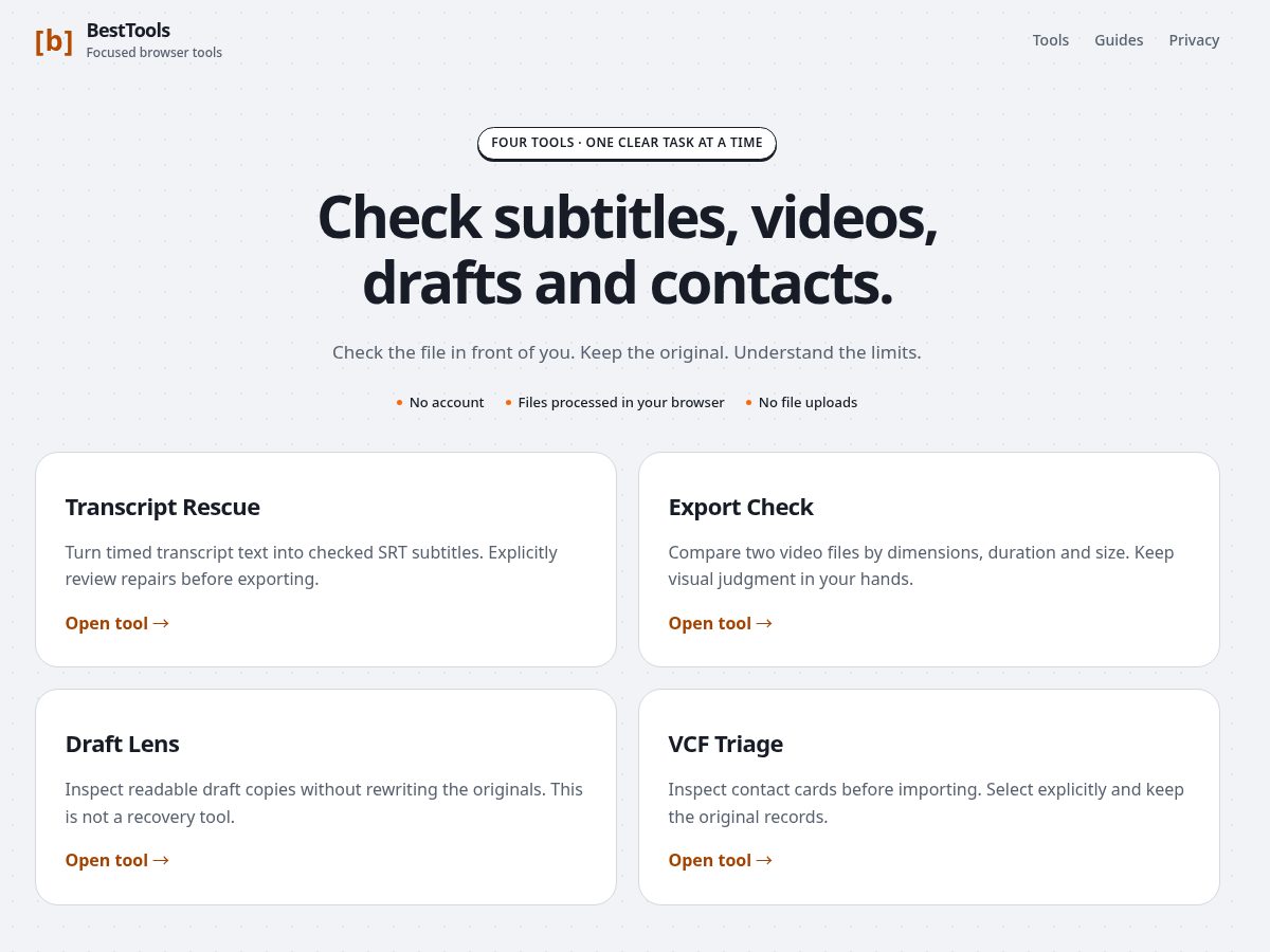 Landing-page snapshot of besttools.space