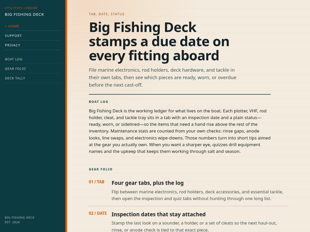 Landing-page snapshot of bigfishingdeck.space