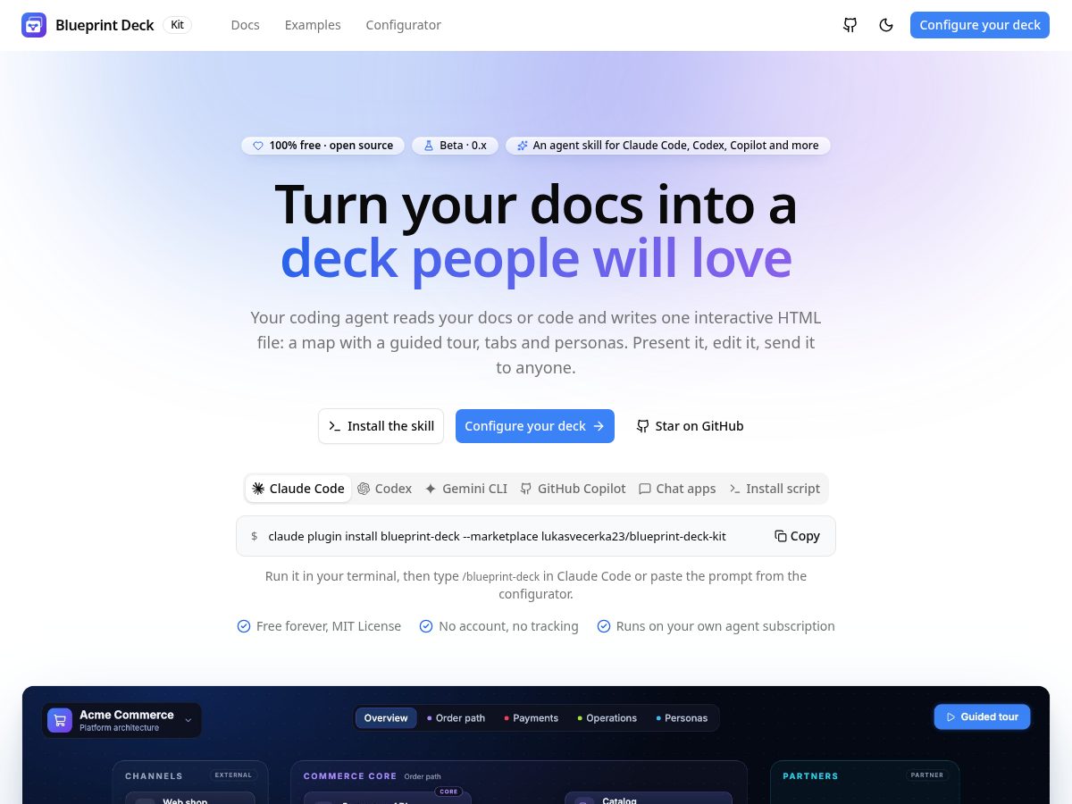 Landing-page snapshot of blueprintdeck.dev
