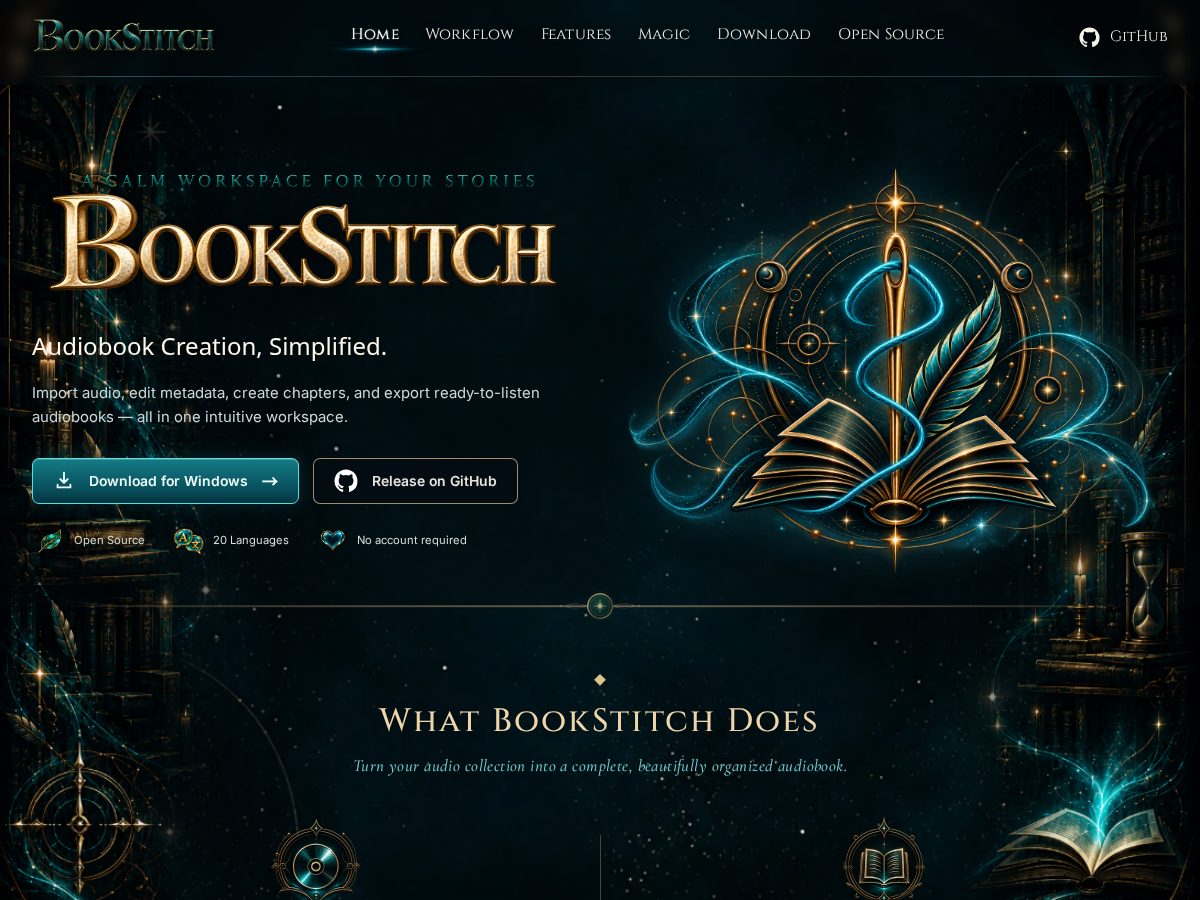 Landing-page snapshot of bookstitch.app