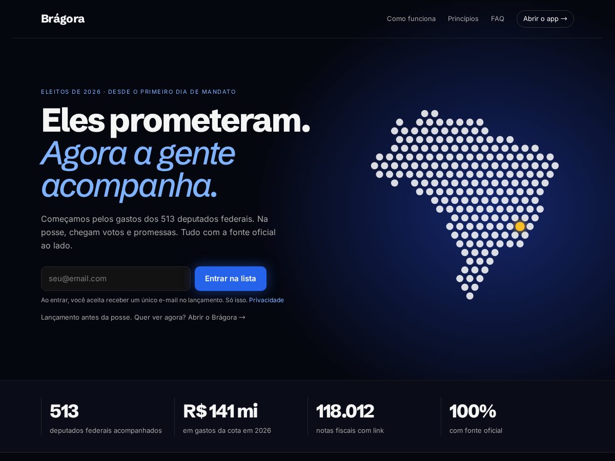 Landing-page snapshot of bragora.app