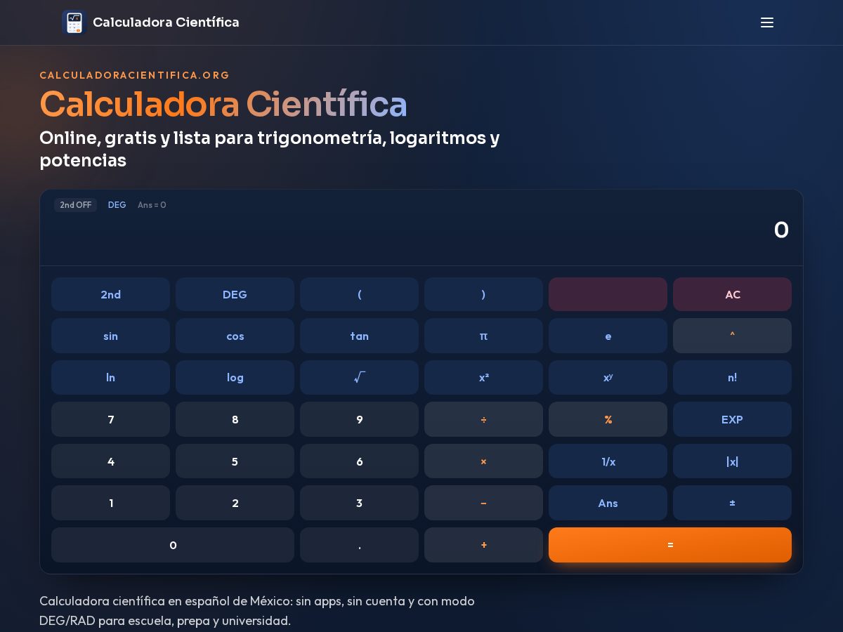 Landing-page snapshot of calculadoracientifica.org