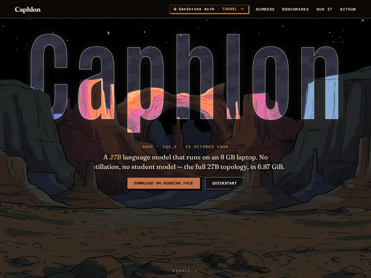 Landing-page snapshot of caphlon.dev