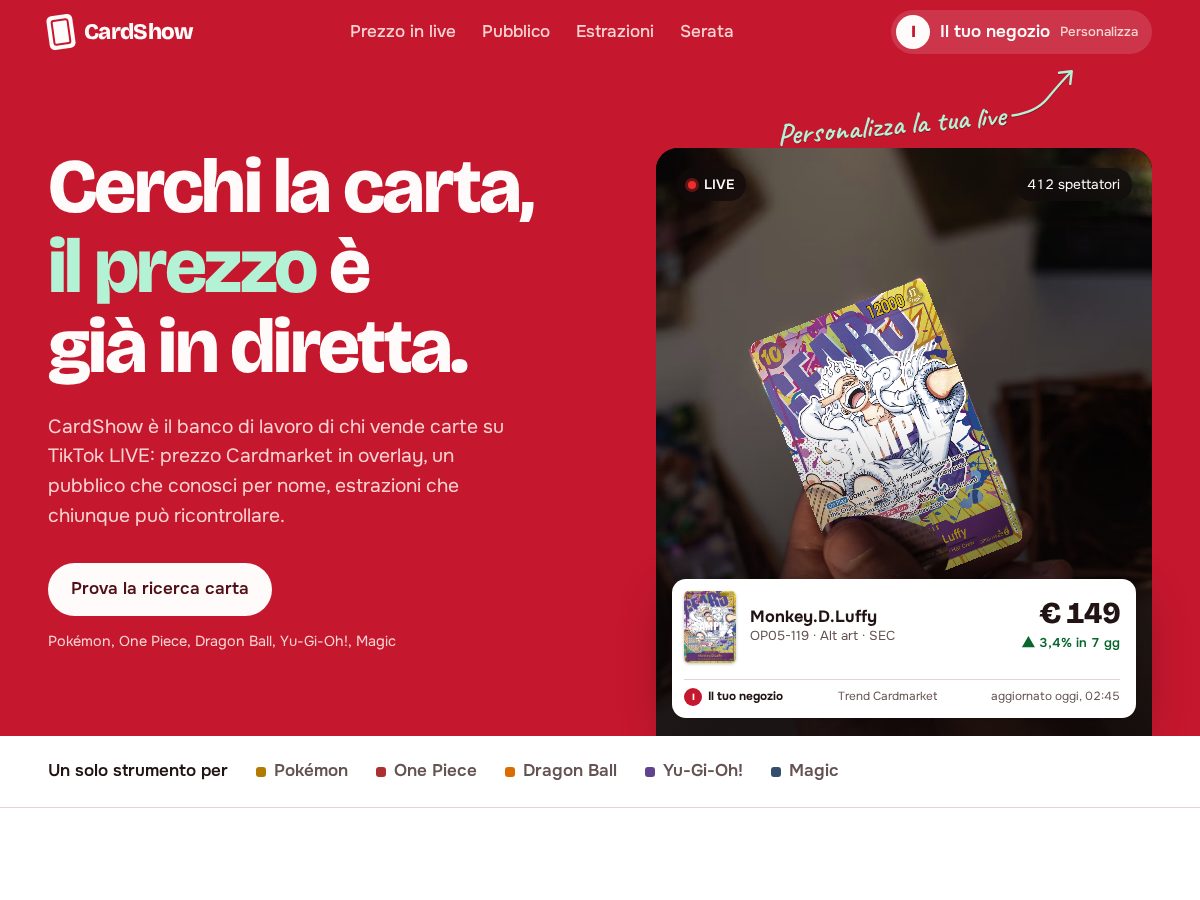 Landing-page snapshot of cardshow.shop