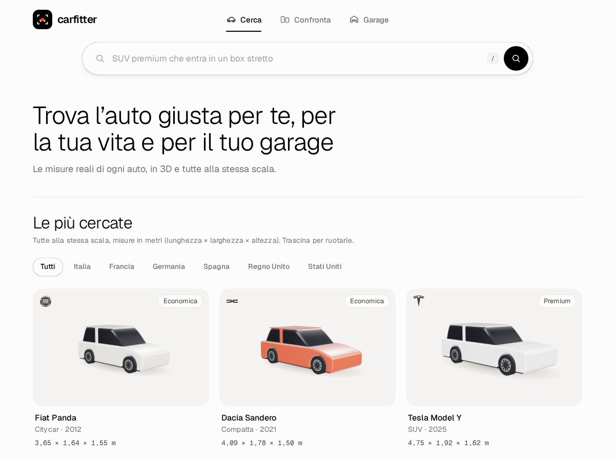 Landing-page snapshot of carfitter.app