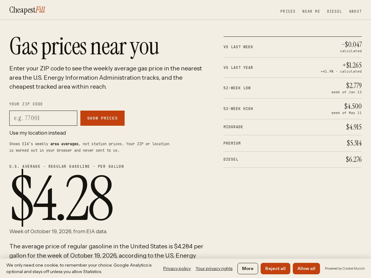 Landing-page snapshot of cheapestfill.beer