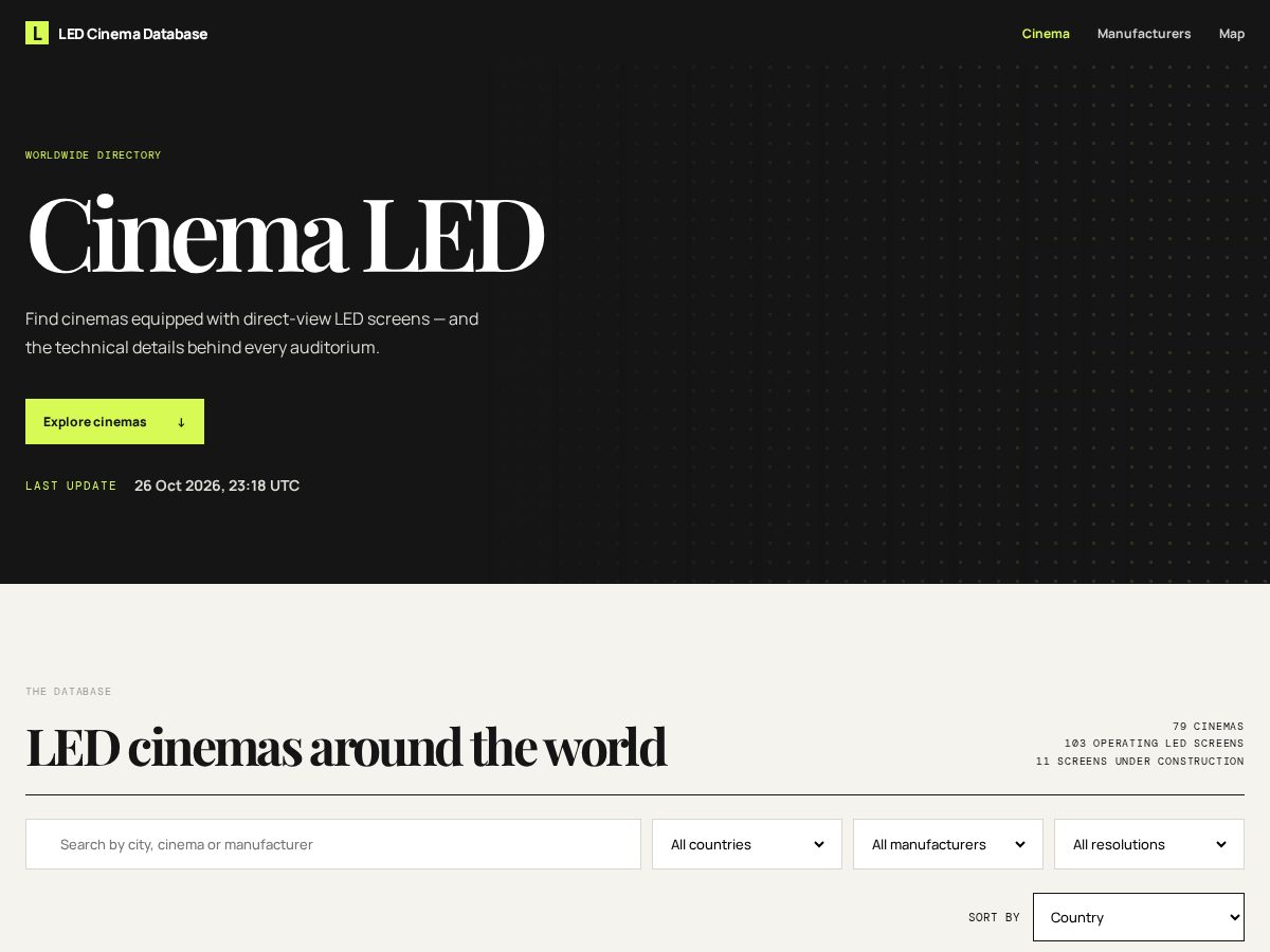 Landing-page snapshot of cinema-led.org