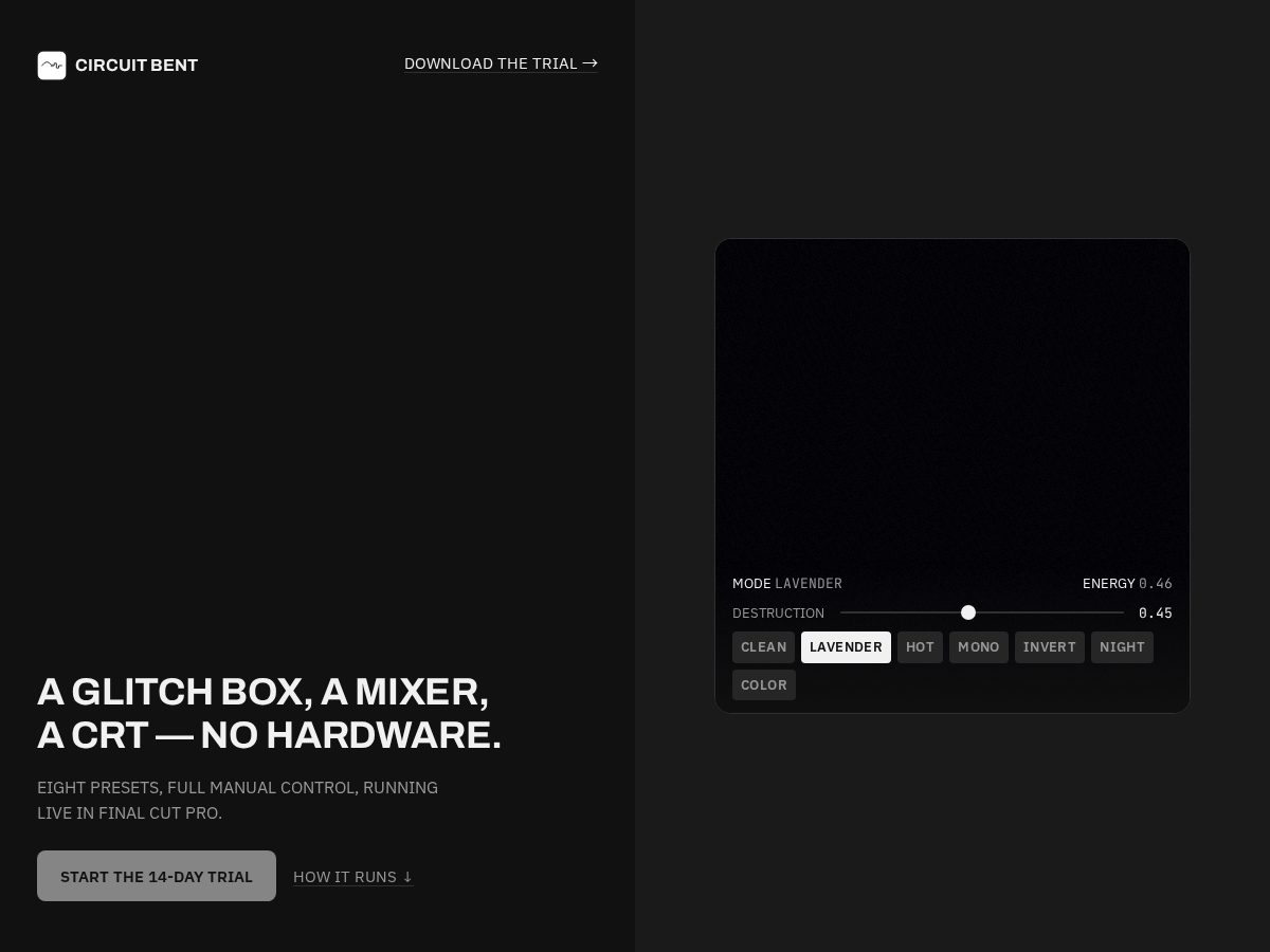 Landing-page snapshot of circuitbent.store
