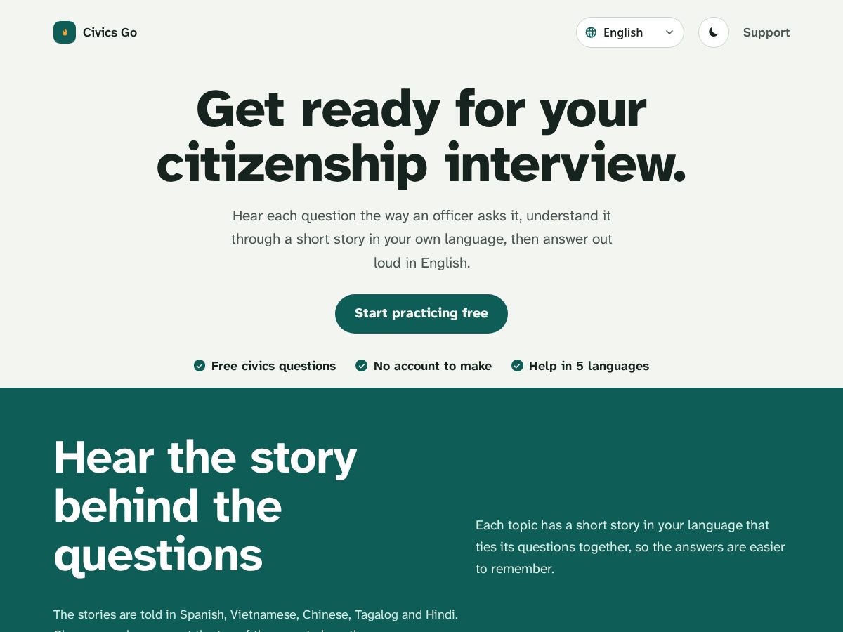 Landing-page snapshot of civicsgo.app