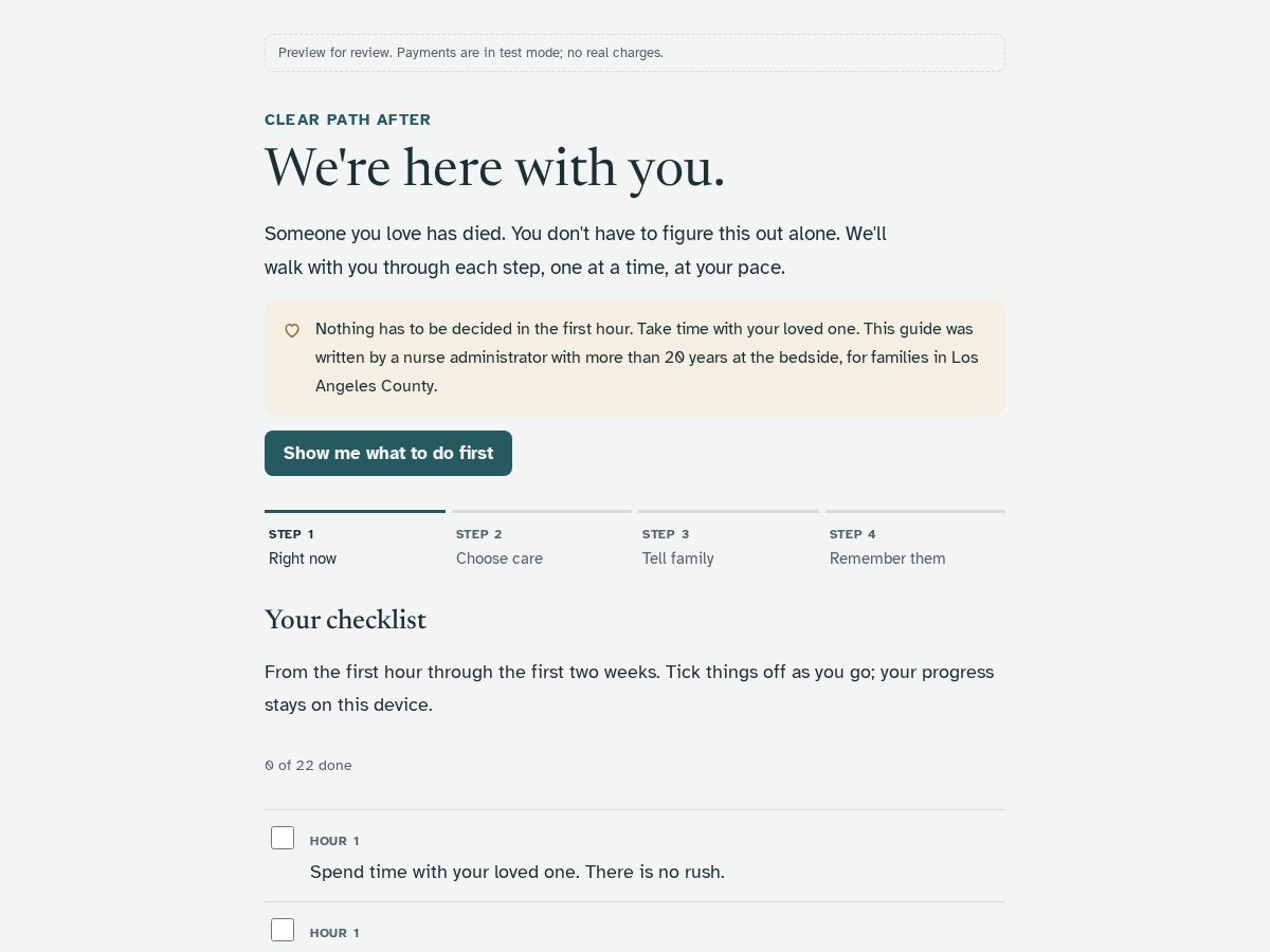 Landing-page snapshot of clearpathafter.org