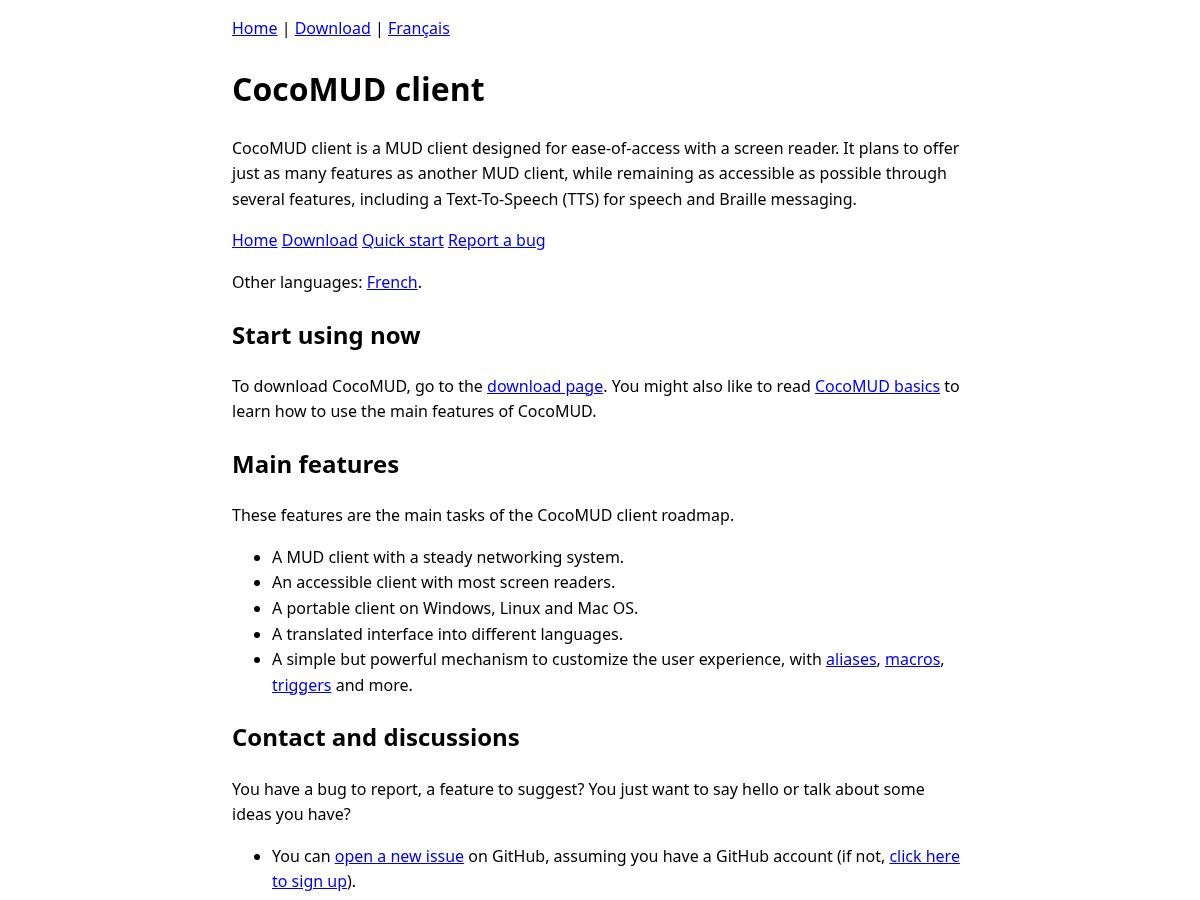 Landing-page snapshot of cocomud.org