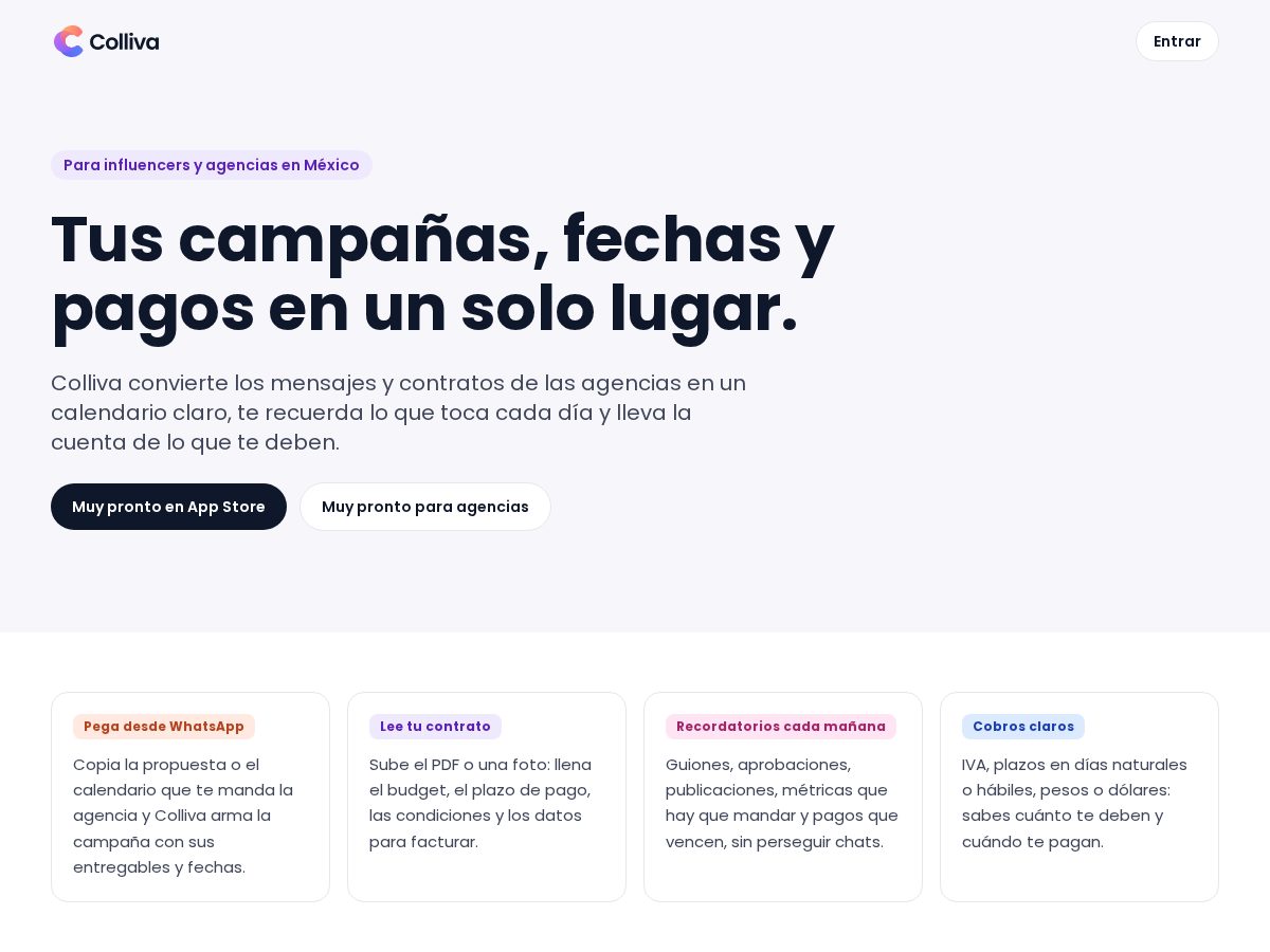 Landing-page snapshot of colliva.app