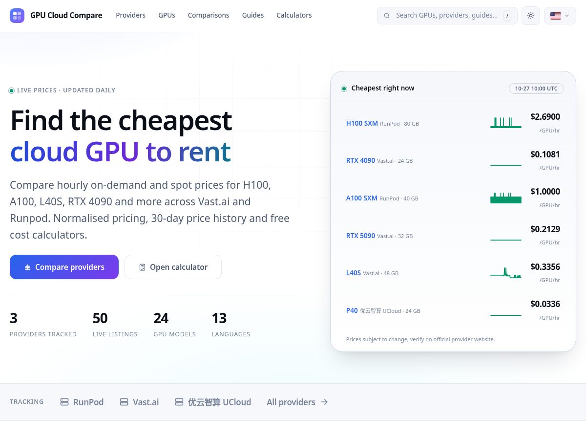 Landing-page snapshot of coregpu.pro