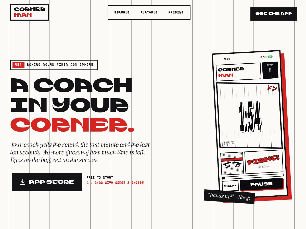 Landing-page snapshot of cornerman.online
