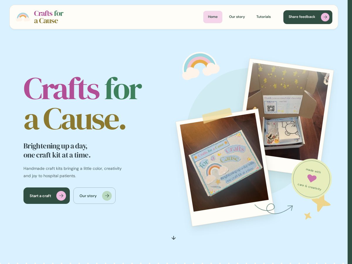 Landing-page snapshot of craftsforacause.org
