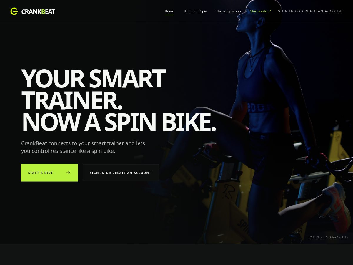 Landing-page snapshot of crankbeat.app