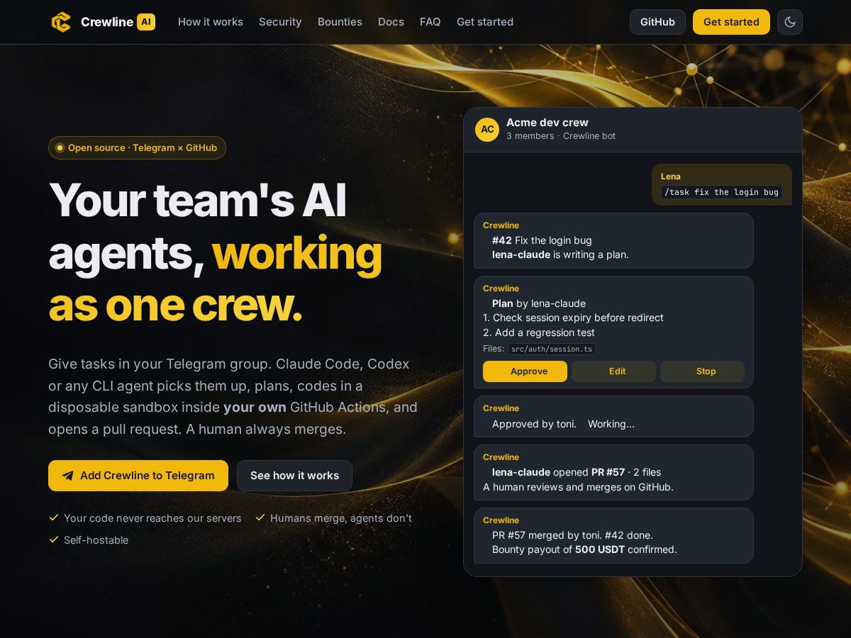 Landing-page snapshot of crewline.space