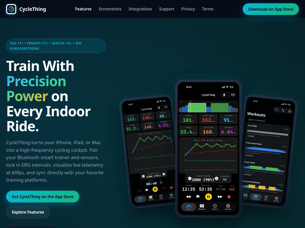 Landing-page snapshot of cyclething.app