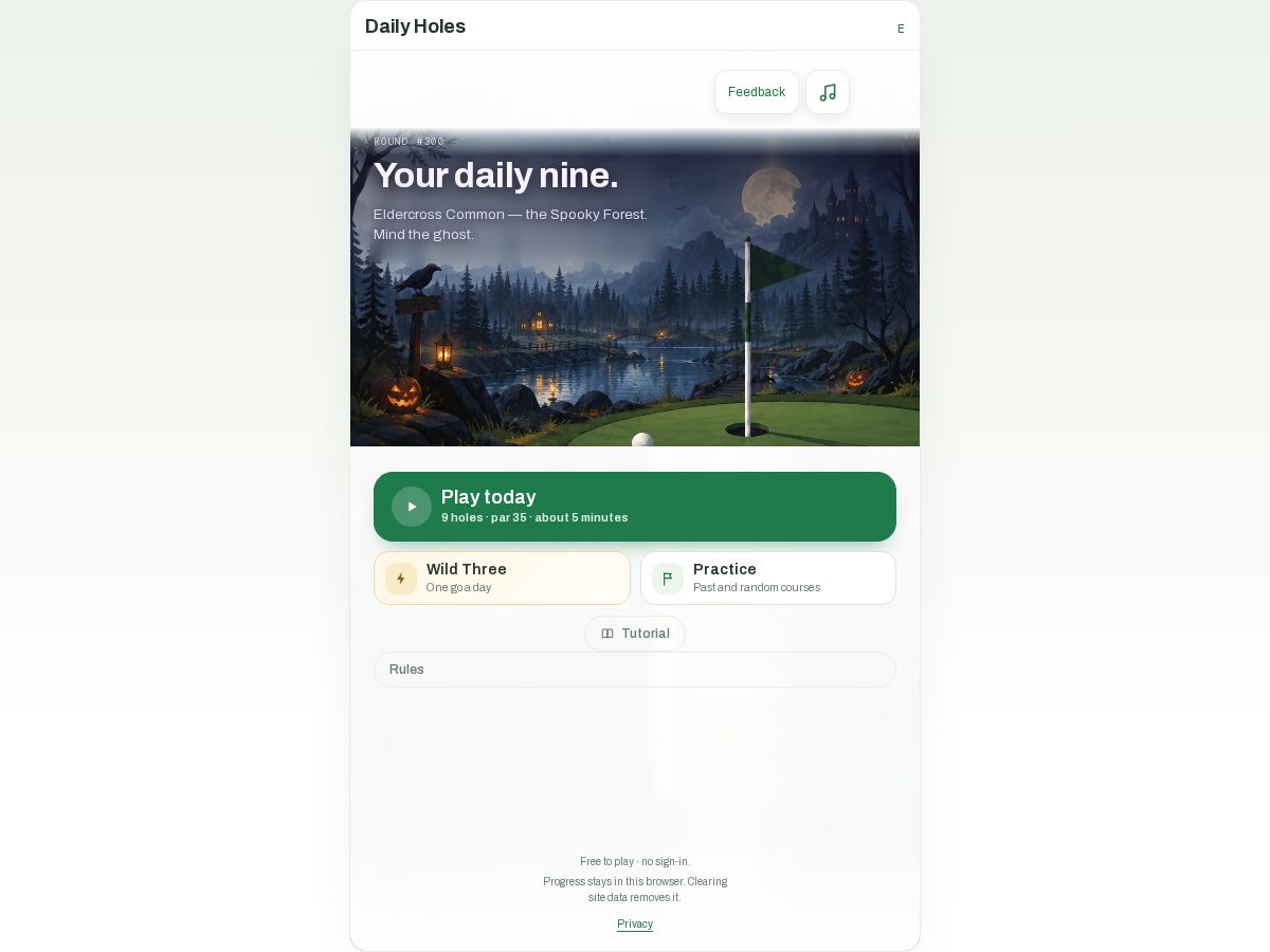 Landing-page snapshot of dailyholes.app