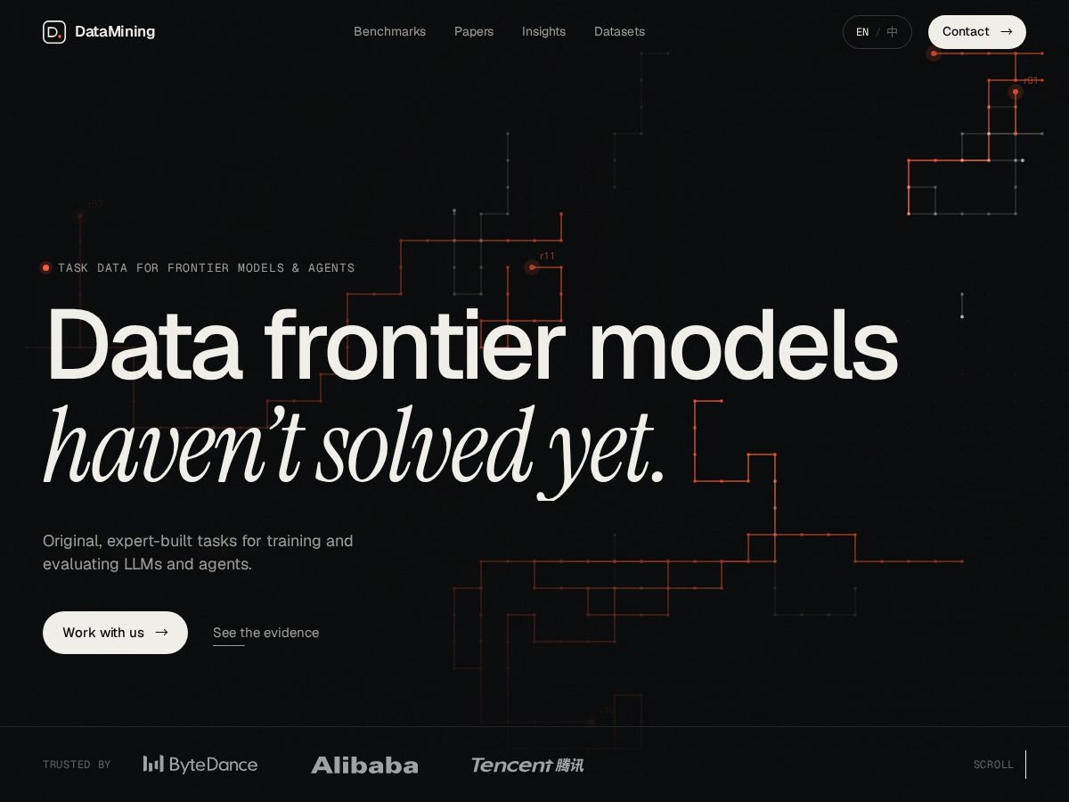 Landing-page snapshot of datamining.cloud