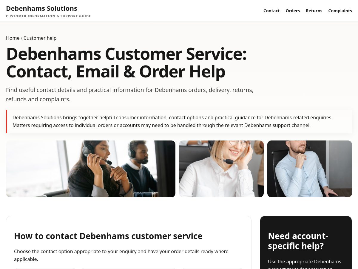 Landing-page snapshot of debenhamsrefund.online