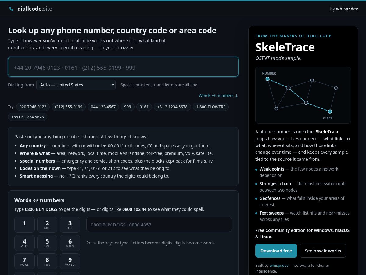 Landing-page snapshot of diallcode.site
