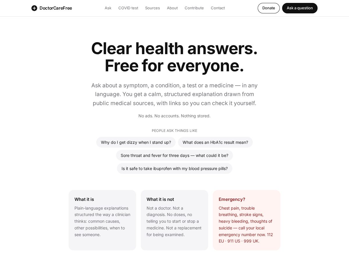 Landing-page snapshot of doctorcarefree.org