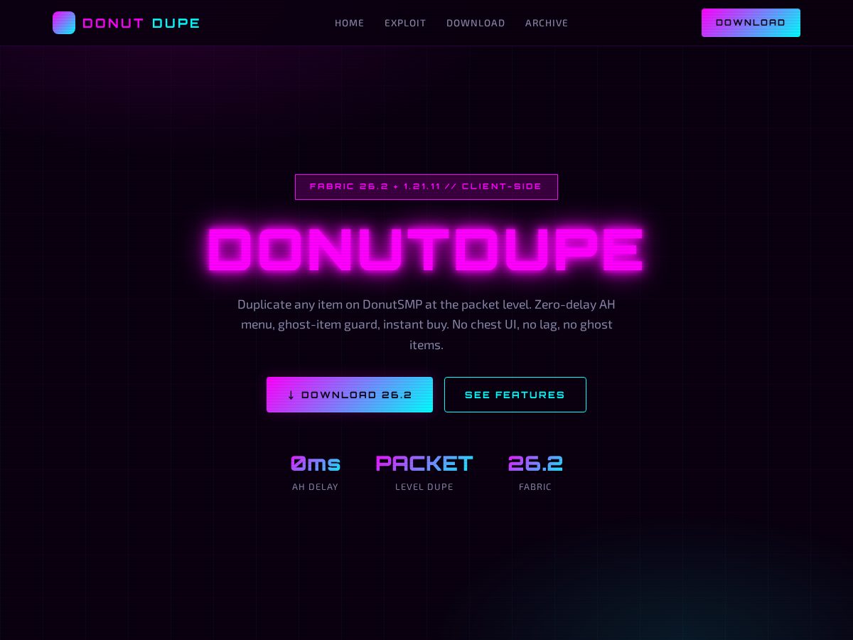 Landing-page snapshot of donutdupe.org