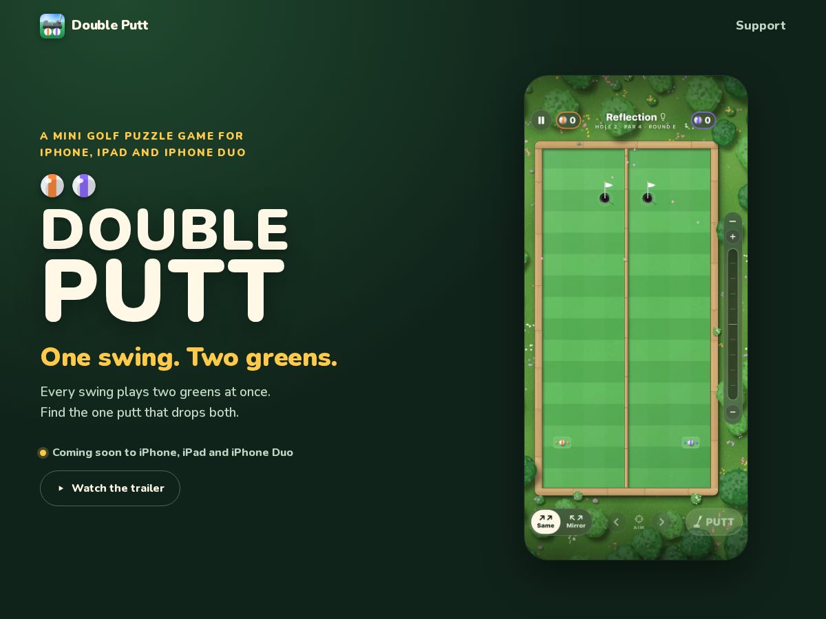 Landing-page snapshot of doubleputt.app