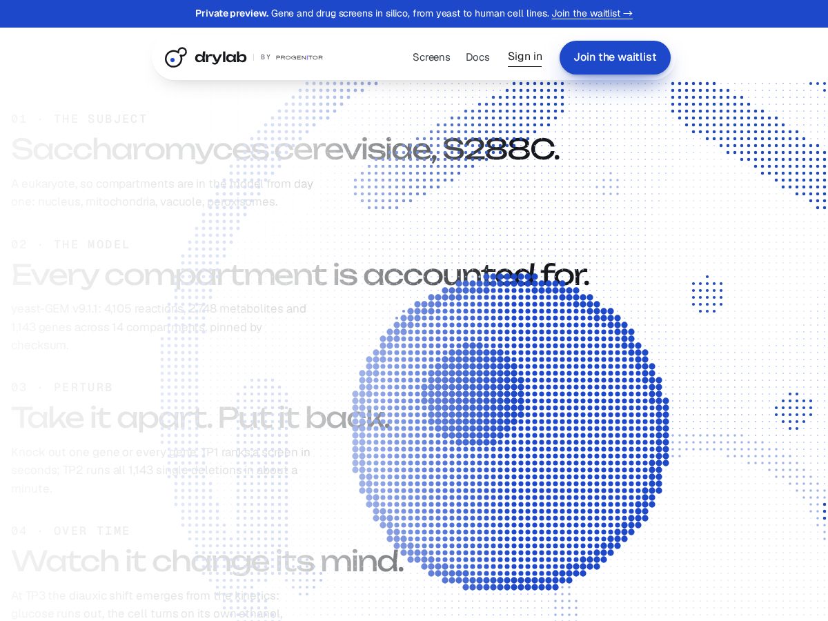 Landing-page snapshot of drylab.app