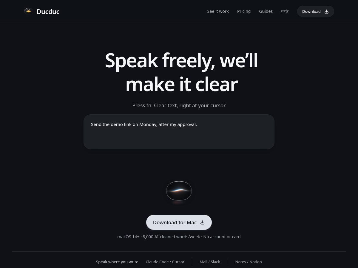 Landing-page snapshot of ducduc.dev