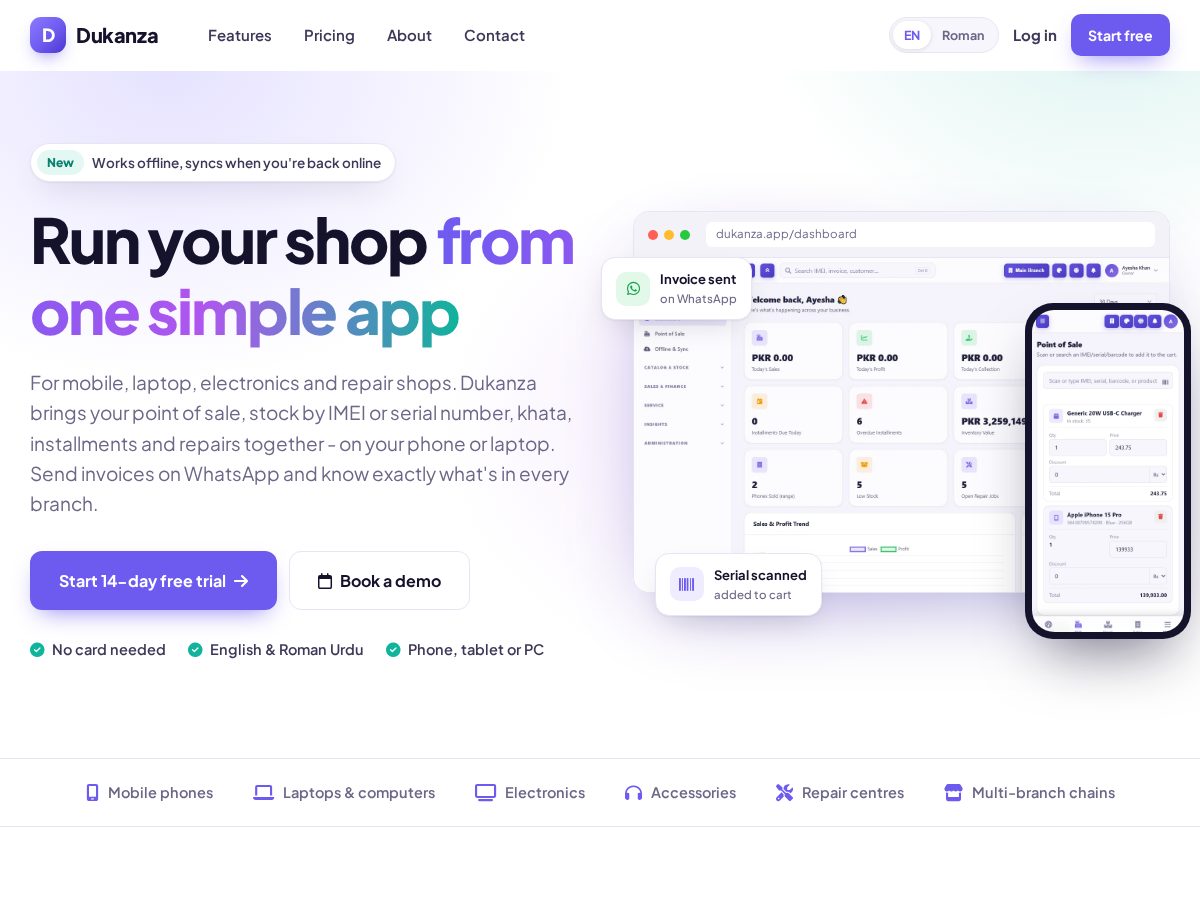 Landing-page snapshot of dukanza.app