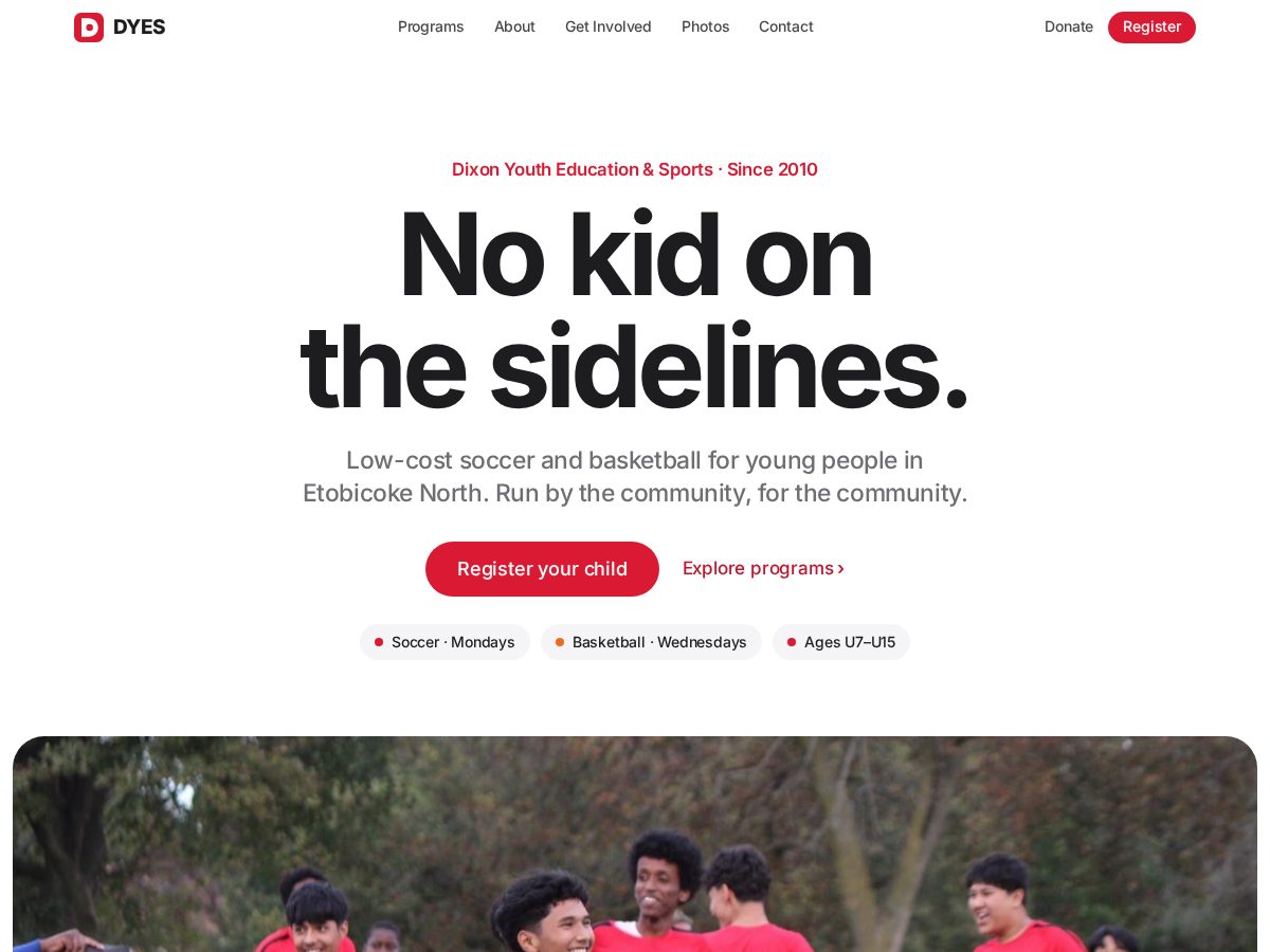 Landing-page snapshot of dyestoronto.org