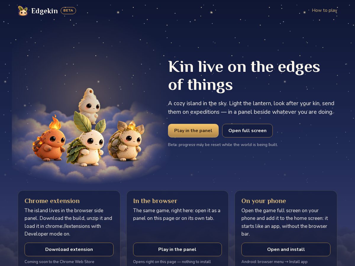 Landing-page snapshot of edgekin.app