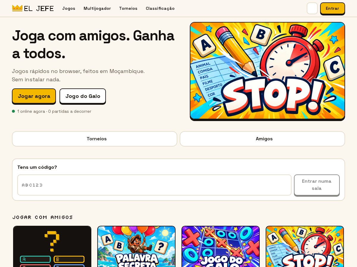 Landing-page snapshot of eljefegames.xyz