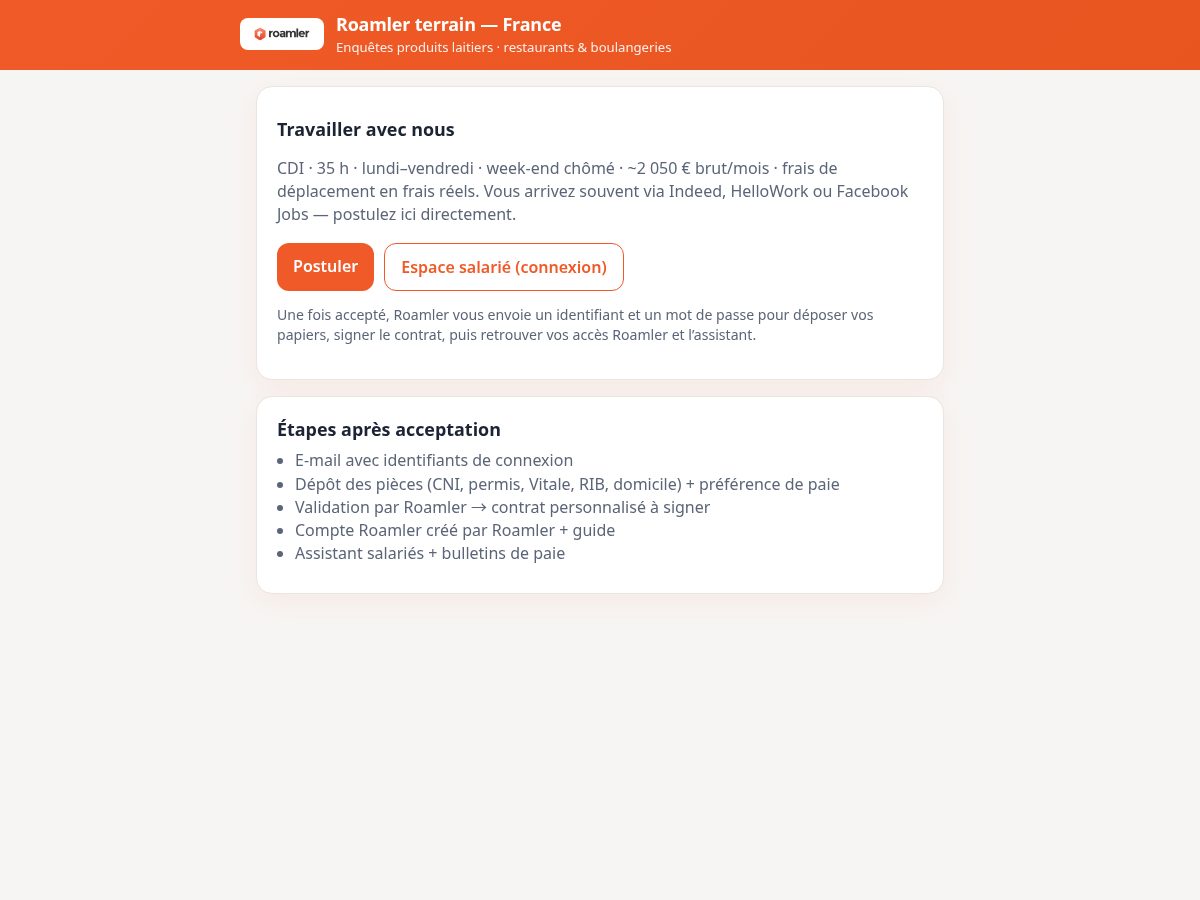 Landing-page snapshot of espace-roamler.site
