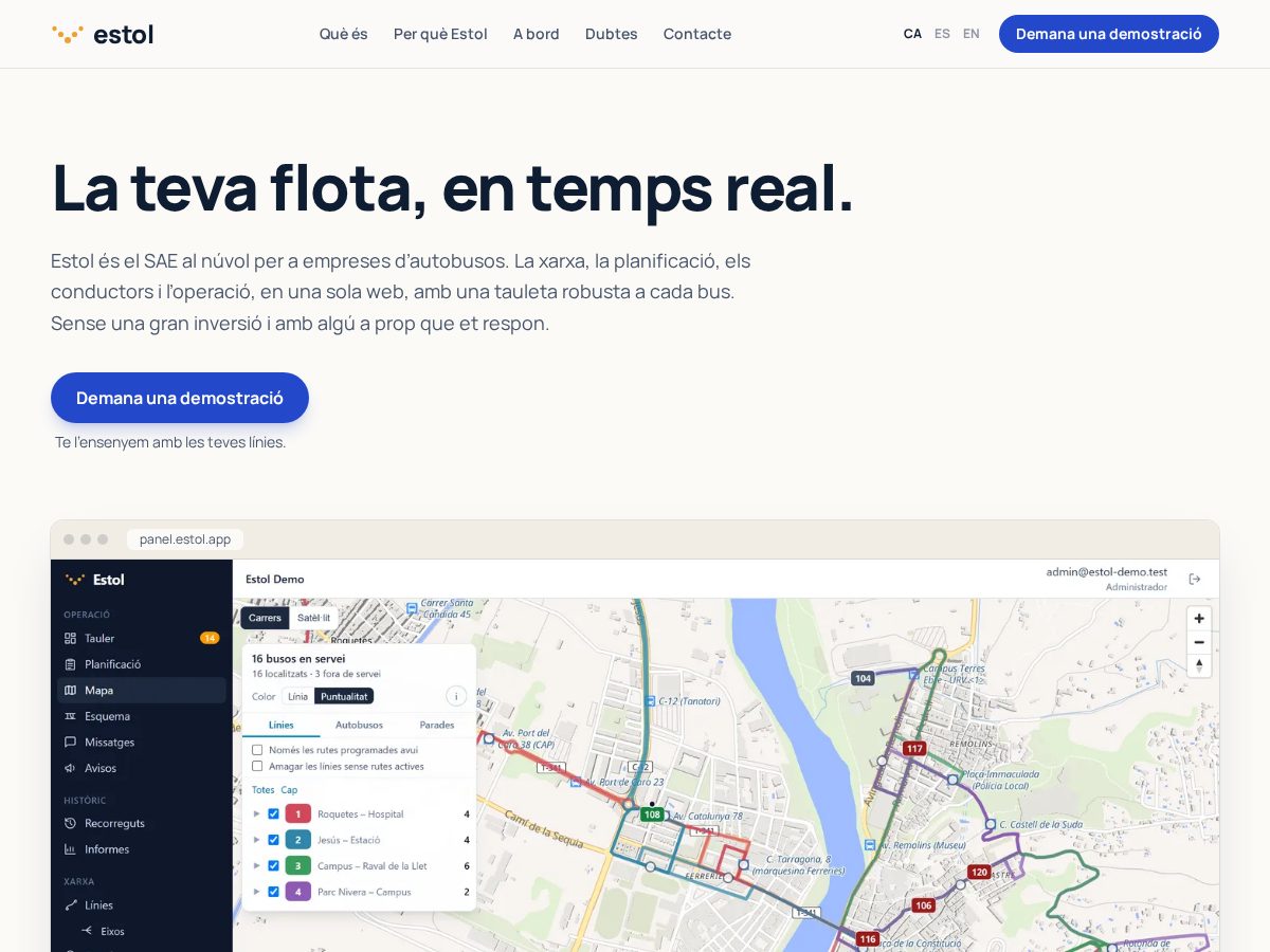 Landing-page snapshot of estol.app