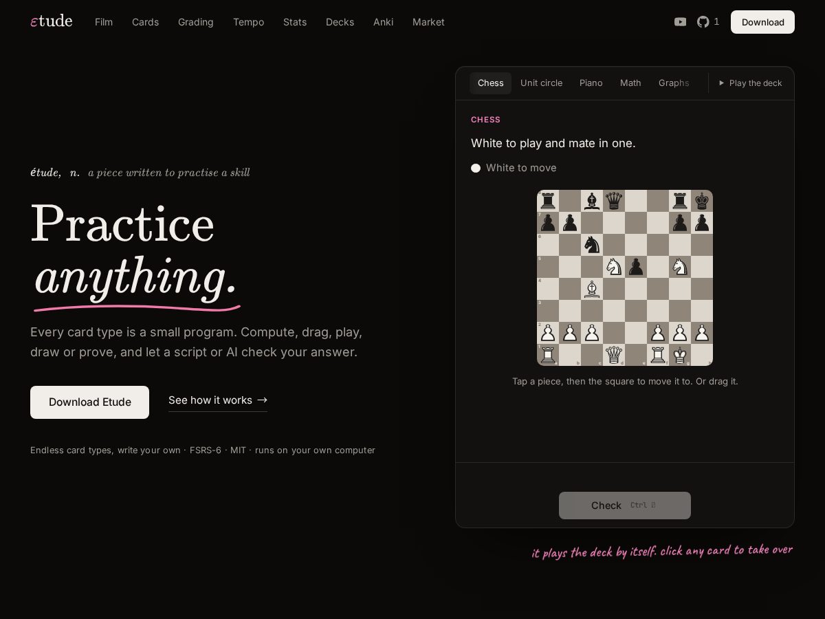 Landing-page snapshot of etude.study