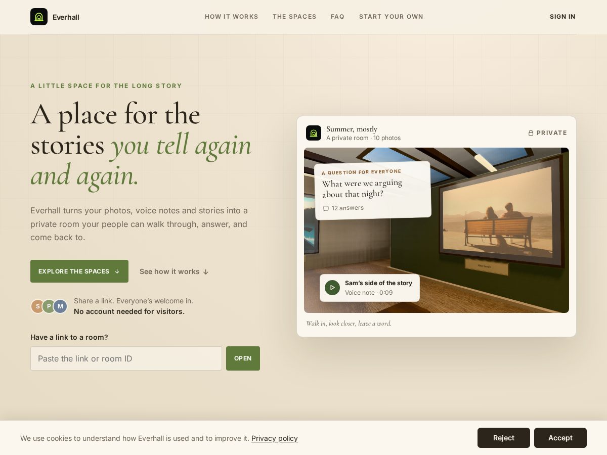 Landing-page snapshot of everhall.app
