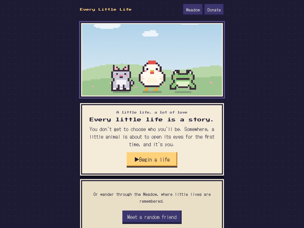 Landing-page snapshot of everylittlelife.app