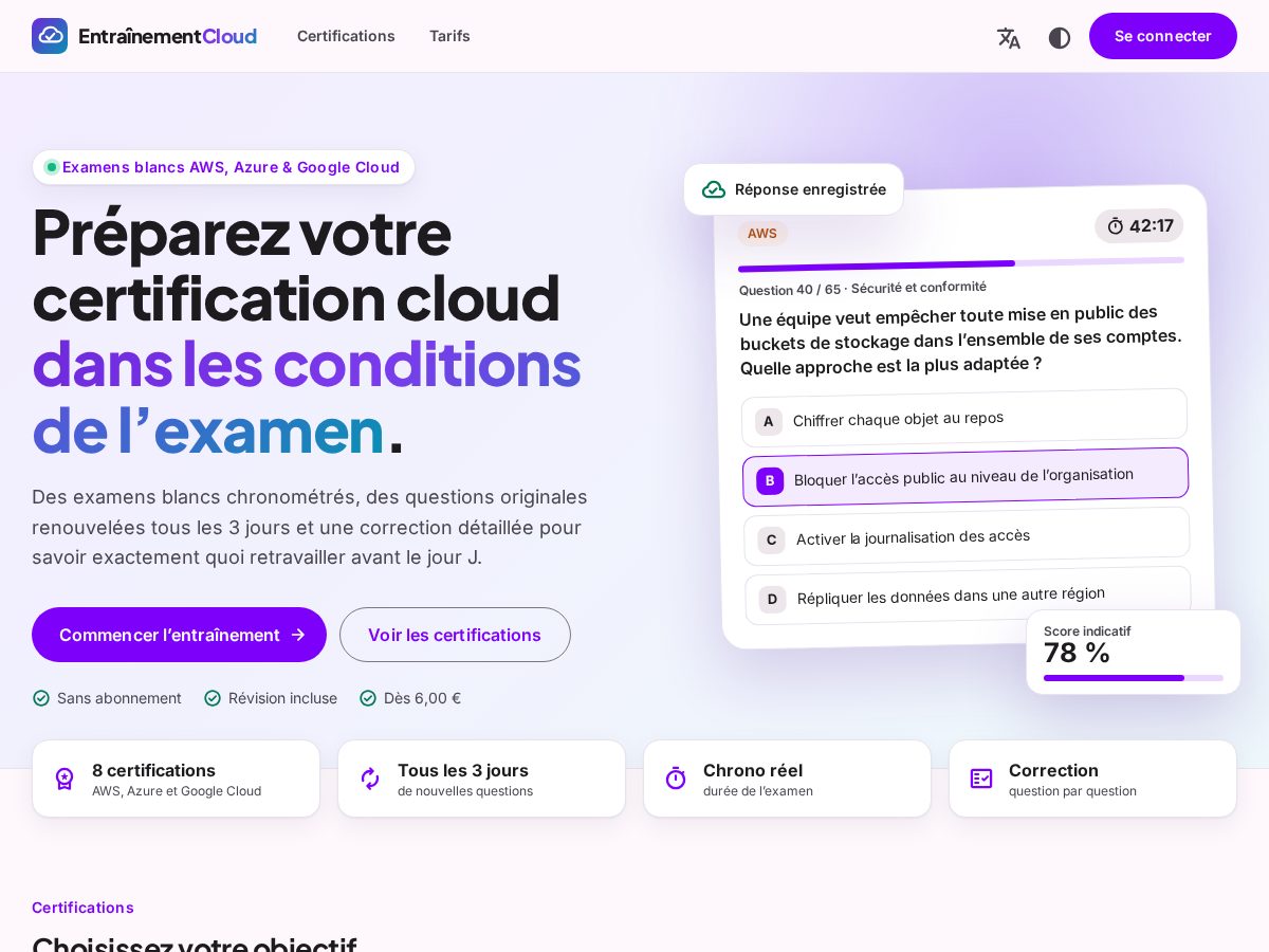 Landing-page snapshot of examnimbus.cloud