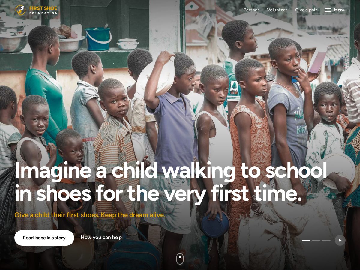 Landing-page snapshot of firstshoefoundation.org