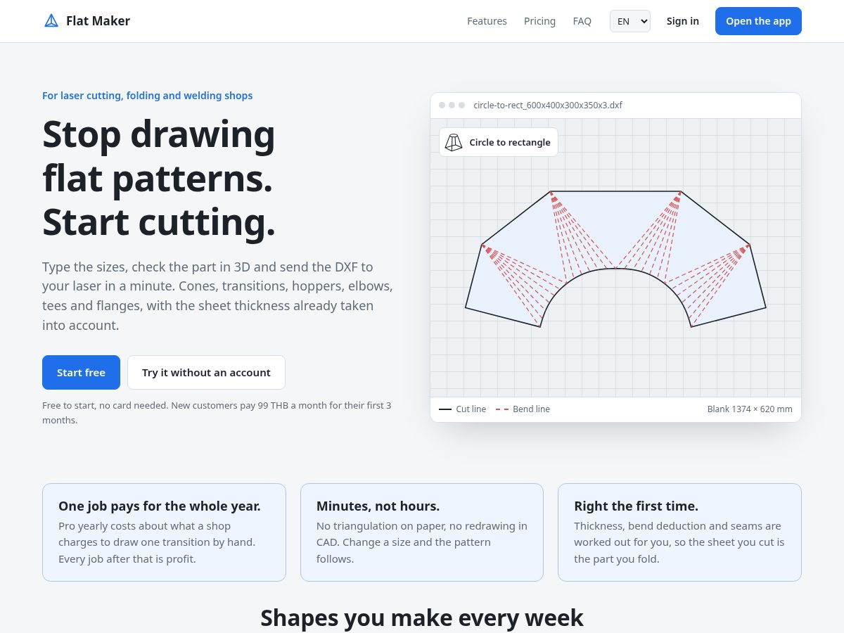 Landing-page snapshot of flatmaker.app