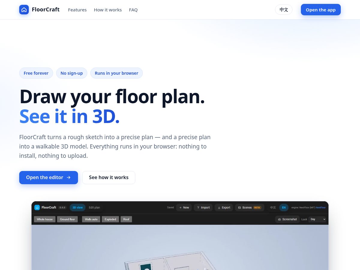 Landing-page snapshot of floorcraft3d.xyz